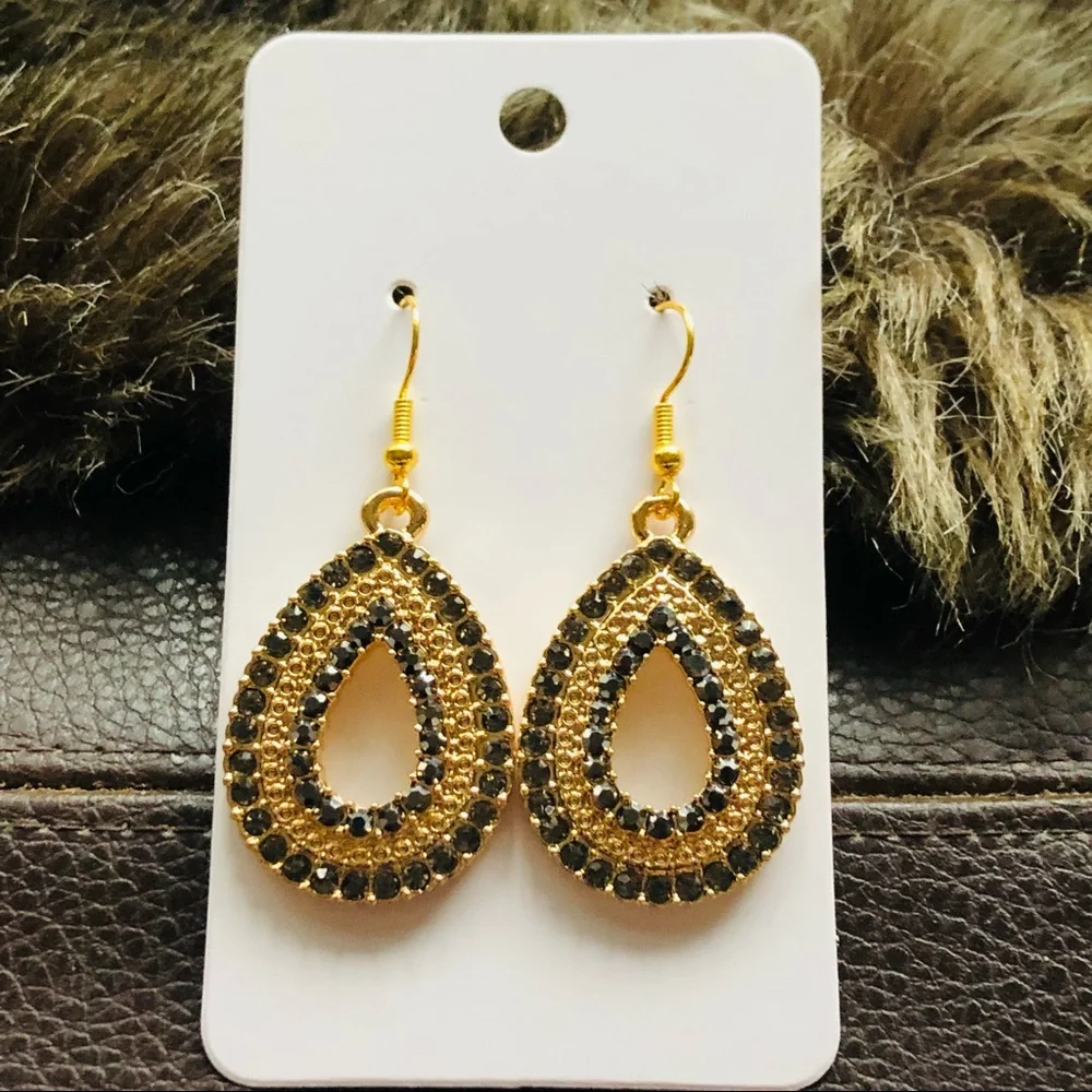 Hand crafted jeweled tear drop dangle earrings